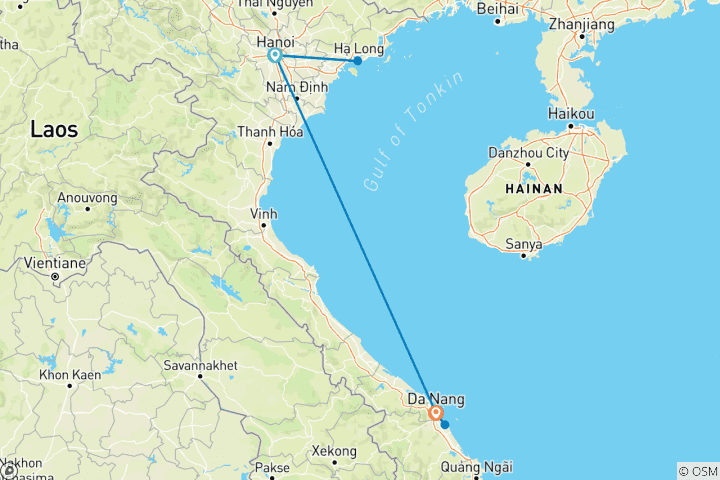 Map of 8 Days North to Central of Vietnam