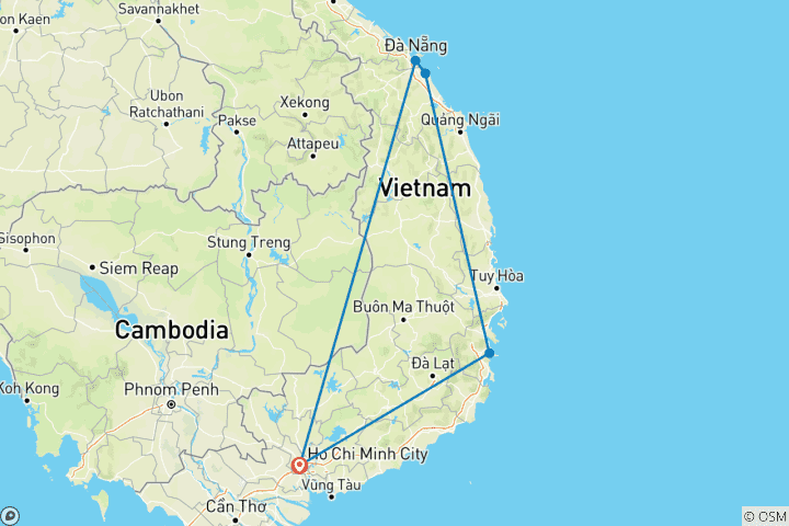 Carte du circuit Dégustation de produits alimentaires et de détente sur la plage au Vietnam - 10 jours