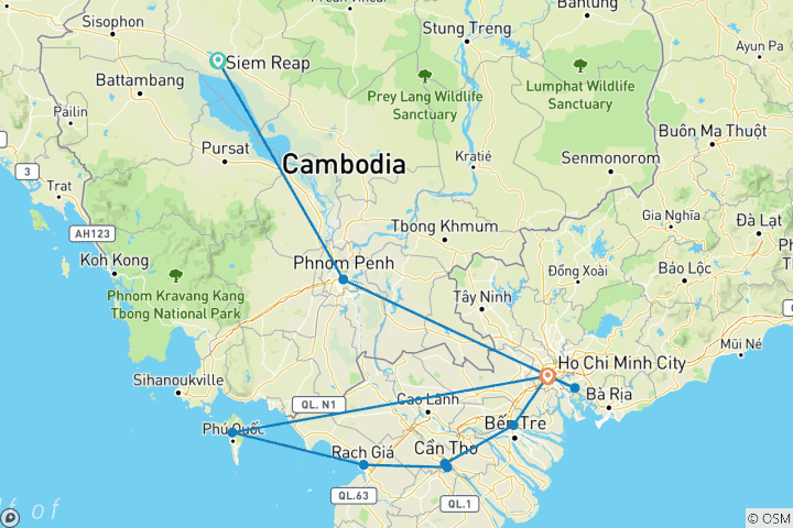 Map of Cambodia & Vietnam