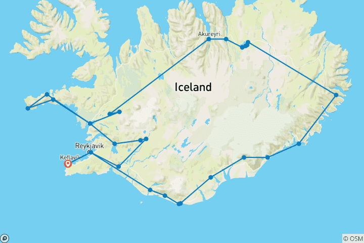Mapa de Viaje definitivo por carretera a Islandia - 10 días en coche
