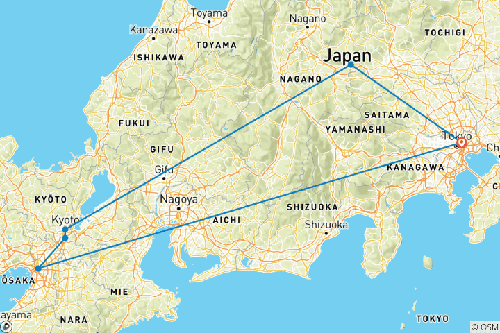 Map of Nature expedition to the endemic species of Japan