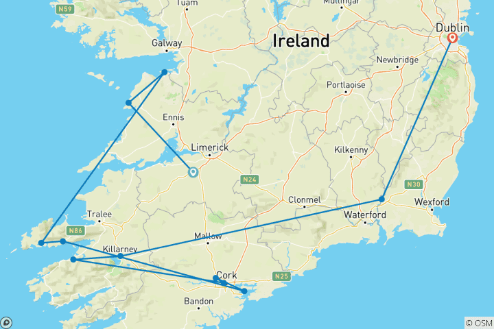 Mapa de Irlanda sur Daytripper - 8 días /7 noches