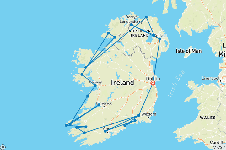 Carte du circuit Irish Classic - 13 jours/12 nuits