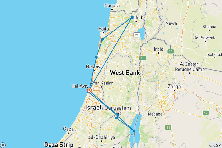 Mapa de Lo Mejor de Israel en 3 Días