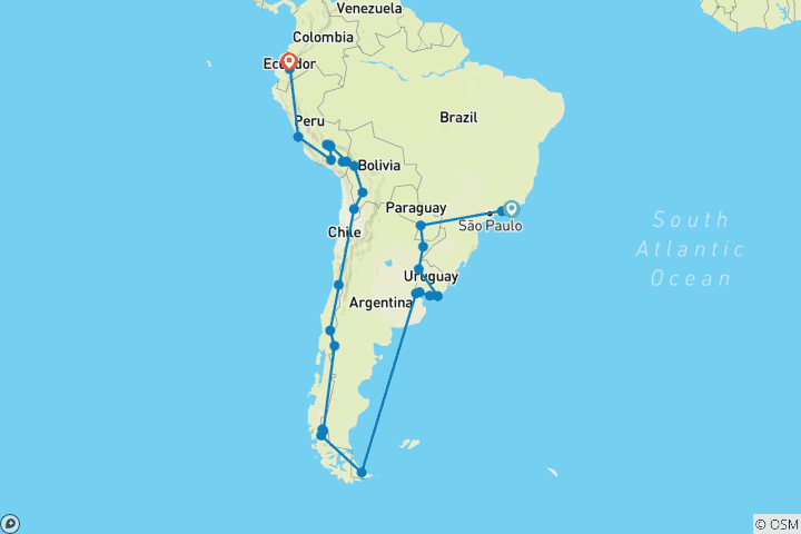 Map of RIO to QUITO (115 days) Kingdoms & Carnivals