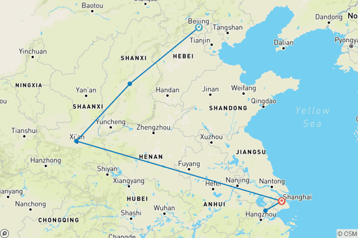 Carte du circuit Circuit de 10 jours en Chine : Pékin, Xi'an et Shanghai