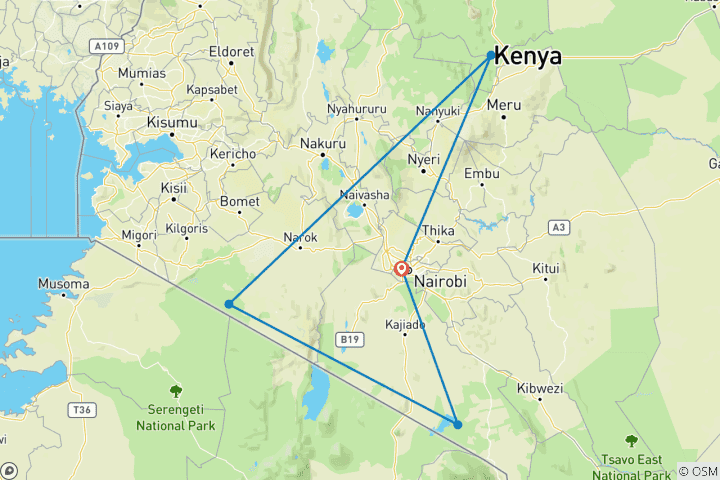 Karte von 8 Tage Nomadisches Paradies Kenia Safari