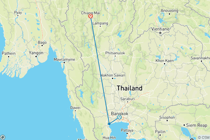 Map of 5 Days Explore Thailand.