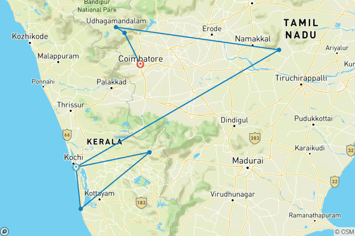 Map of Explore the Enchanting Hill Stations of Ooty and Munnar