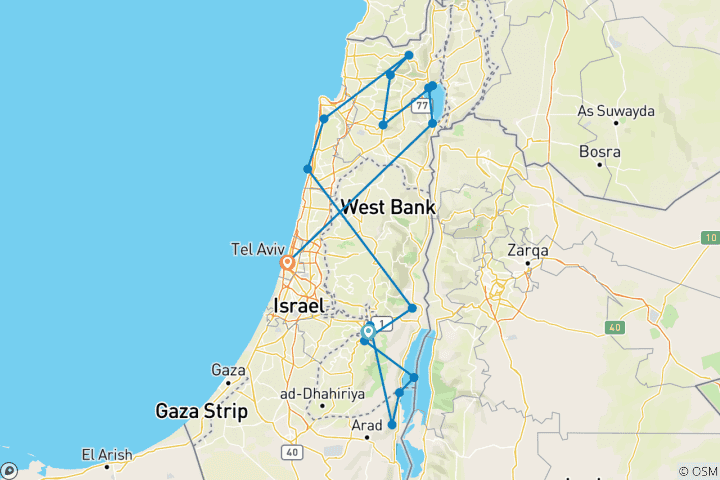 Carte du circuit Séjour de 5 jours dans le meilleur pays d'Israël