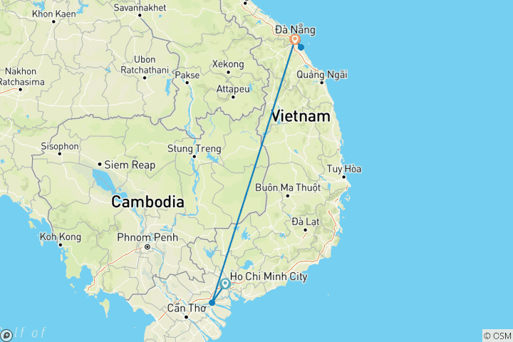 Map of 7-day discovery to Ho Chi Minh and Da Nang