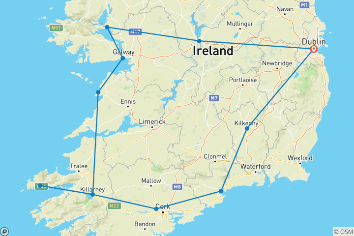 Carte du circuit Circuit des pubs irlandais - 9 jours/8 nuits (12 destinations)