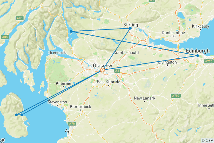 Mapa de Excursión a Escocia - 6 días / 5 noches