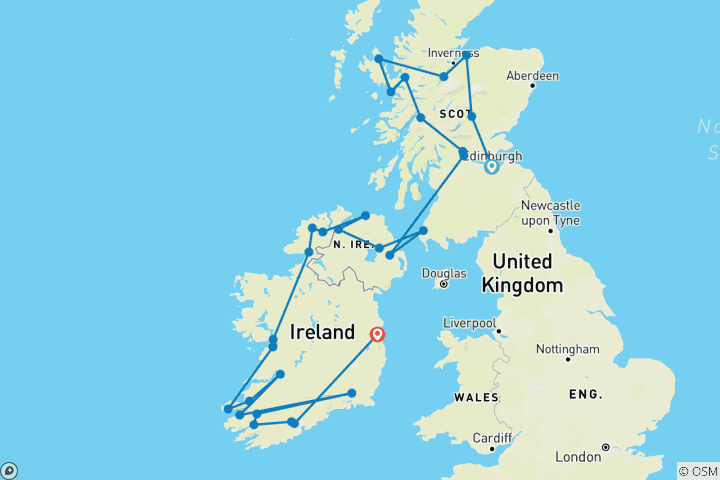 Carte du circuit Circuit Écosse-Irlande - 15 jours/14 nuits