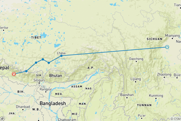 Mapa de Tíbet esencial