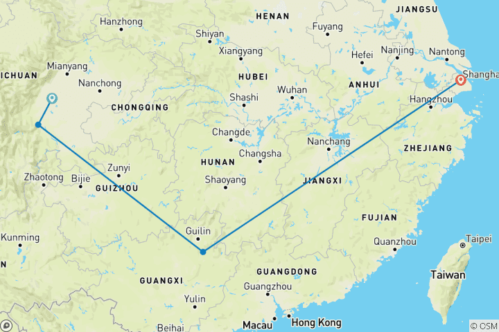 Carte du circuit La Chine à découvert