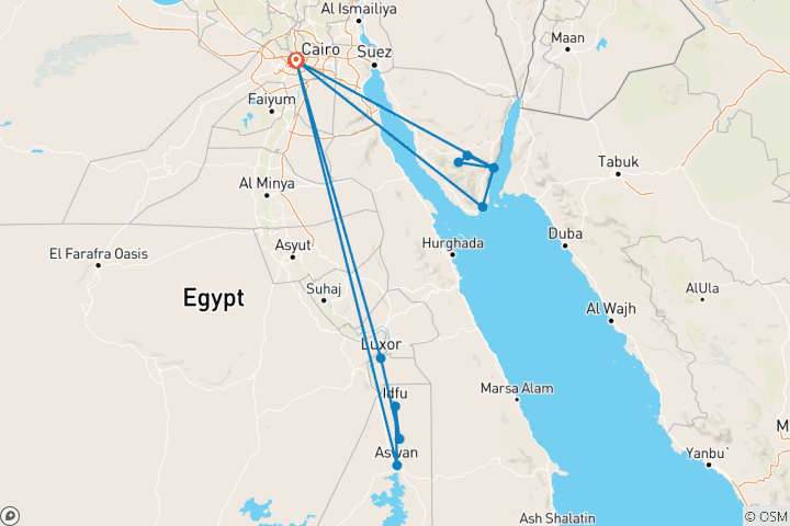 Kaart van Ultiem Egypte 2025 (4 & 5 sterren hotels)