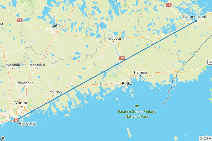 Map of Tour of Helsinki and South Karelia