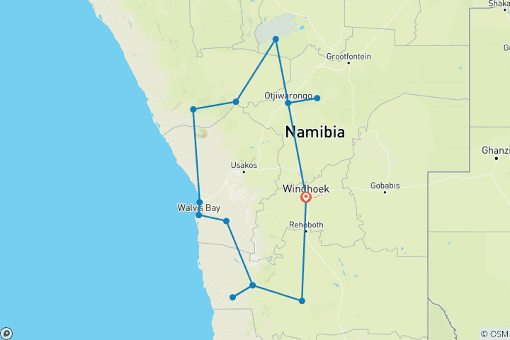 Karte von Zuhause in Namibia