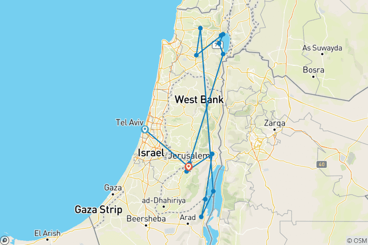 Carte du circuit Circuit de 6 jours en Israël chrétien