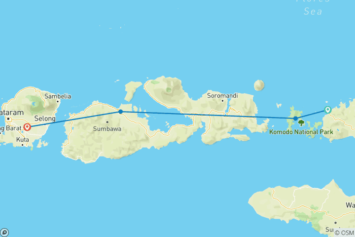 Mapa de Navegación de la isla de Komodo a Lombok 5D4N