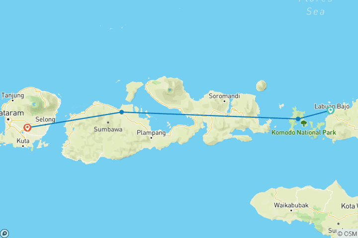 Map of Sailing Komodo Island to Lombok 5D4N