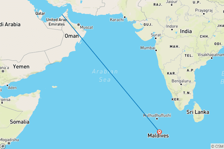 Map of Dubai to Maldives: City Glow & Island Fusion