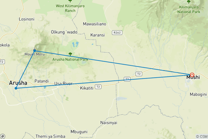 Carte du circuit Excursion d'une journée dans le parc national d'Arusha