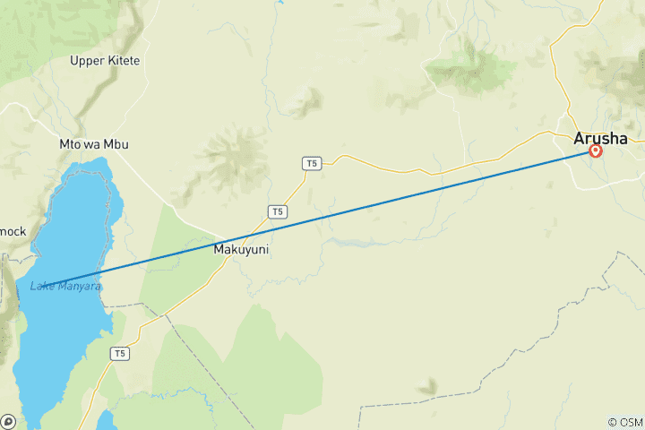 Carte du circuit 1 jour de visite du lac Manyara