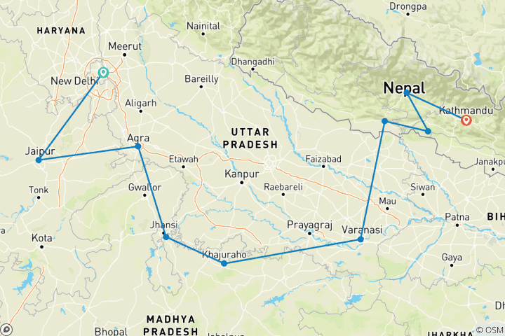 Mapa de Viaje a la India con Nepal - El mejor vendido con comidas