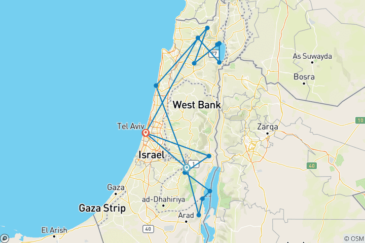 Map of 8 Day Best of Israel Tour Package