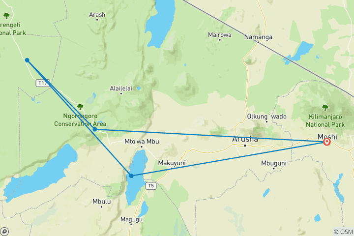 Map of Join Camping 4 Days Tanzania Private Safari