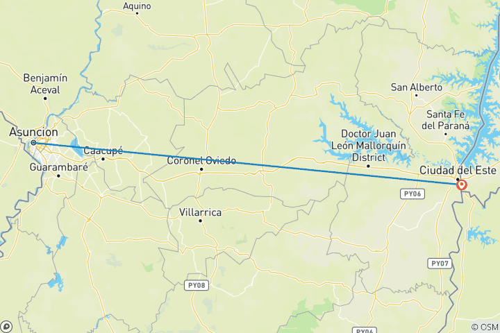 Mapa de 5 Días Asunción y Cataratas del Iguazú Exprés