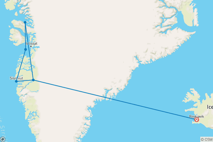 Carte du circuit Les joyaux de l'ouest du Groenland : Fjords, icebergs et culture