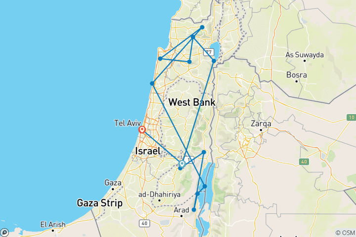 Carte du circuit Circuit de 9 jours en Israël chrétien