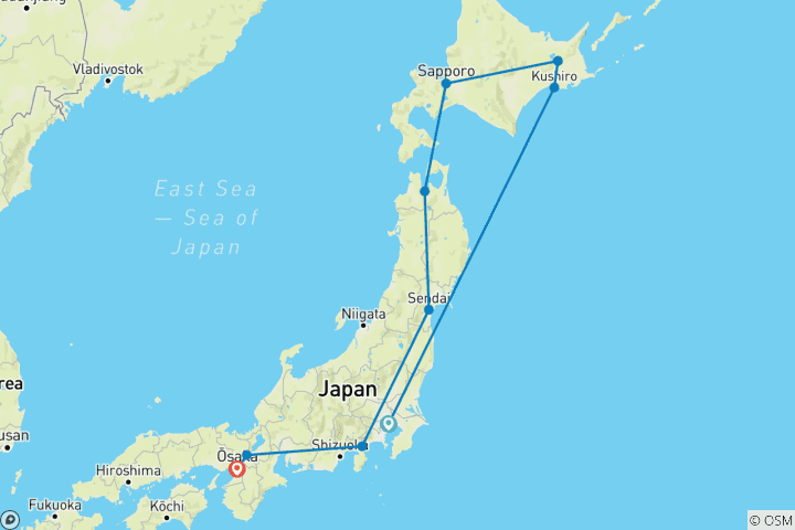 Map of Japan's nature and culture (incl. flight)