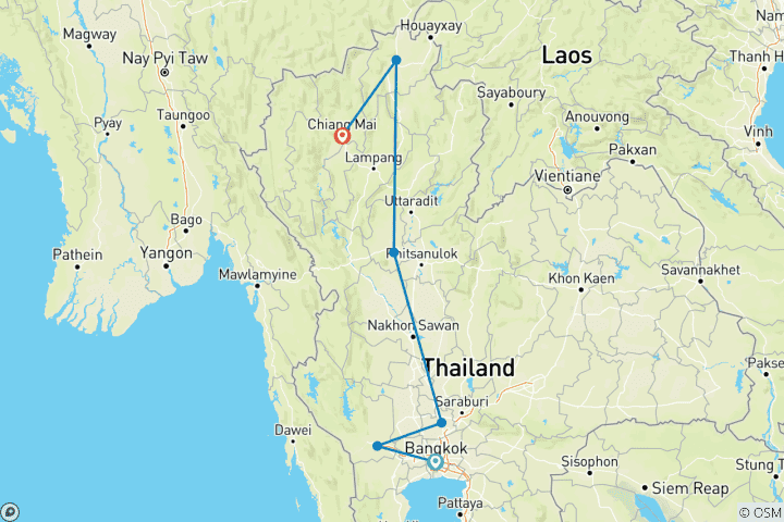 Karte von Nord-Thailand Kaleidoskop (Gruppenreise)