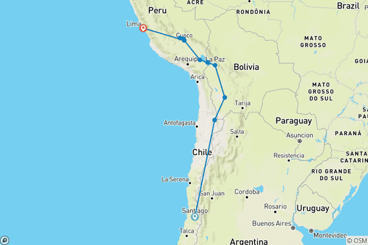 Mapa de Maravillas naturales del Altiplano y el legado de los incas