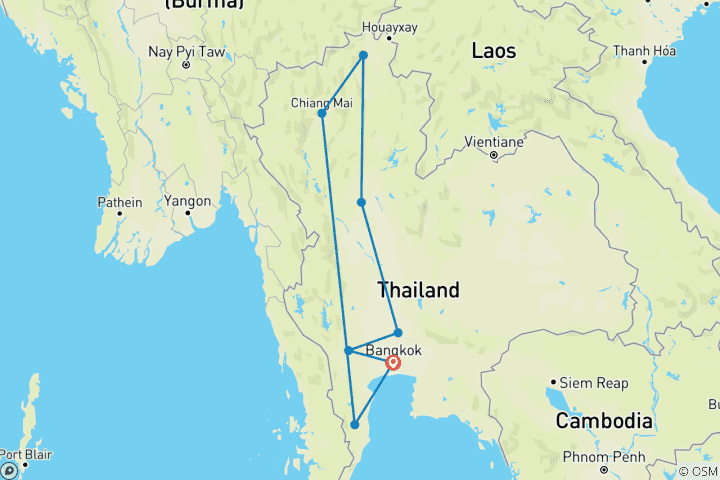 Karte von Nord-Thailand Kaleidoskop (mit Baden)