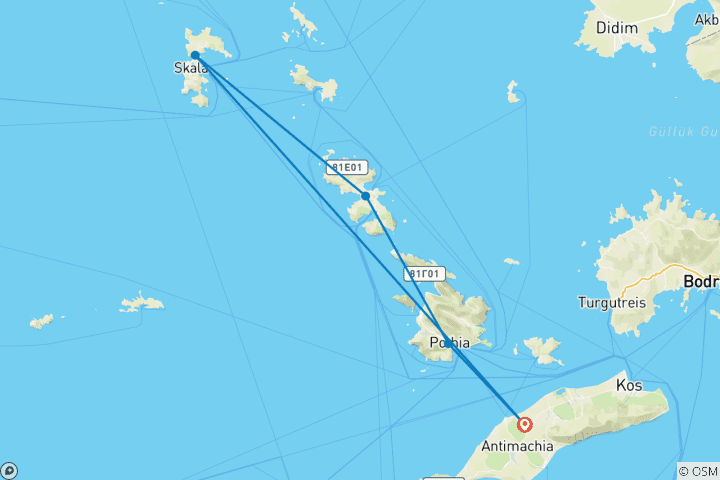 Map of Dodecanese Island Hopping | Kos - Kalymnos - Leros - Patmos | Greece | 10 Days