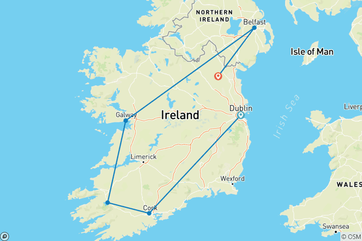 Map of Irish Odyssey Self-Drive - 12 Days/11 Nights