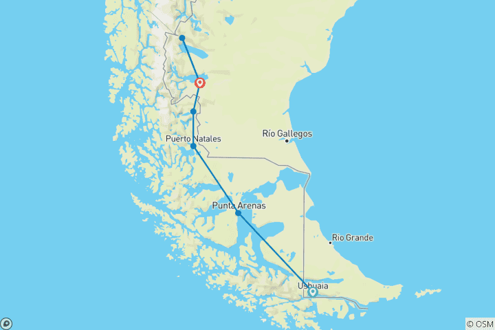 Map of Group Tour - Everything starts at the end of the World