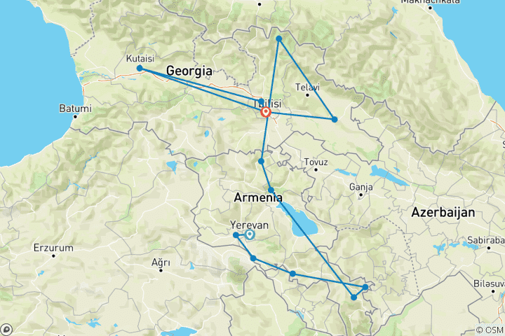 Karte von Armenien und Georgien Tour 13 Tage