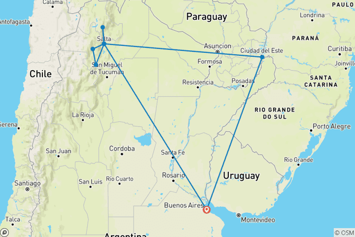 Carte du circuit Nord de l'Argentine : immersion locale