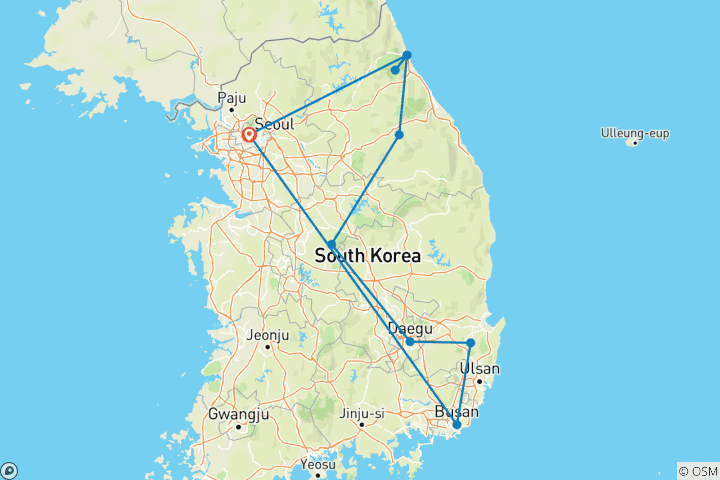 Map of South Korea active