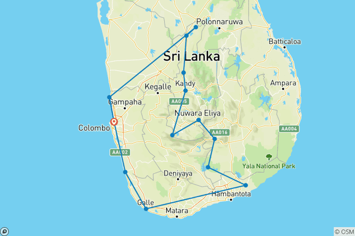 Map of Discover Sri Lanka