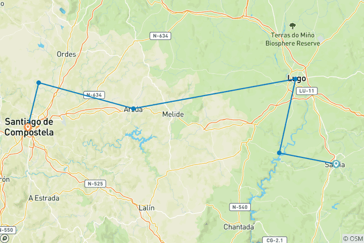 Mapa de Camino de Santiago (7 días)