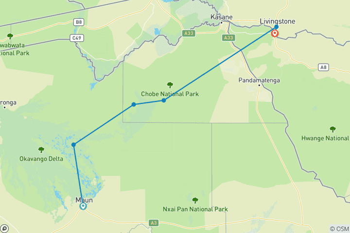 Map of Botswana - National Parks