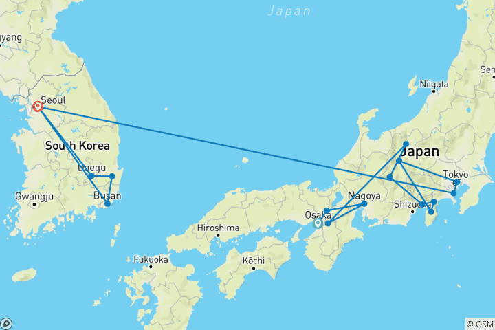 Map of Discover Japan and South Korea