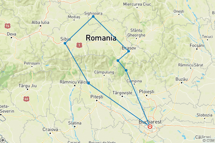 Map of Thrilling Transylvania Adventure: Discover Dracula's Castles & Fortresses, Encounter Wild Brown Bears on the Top Gear Transfagarasan Road